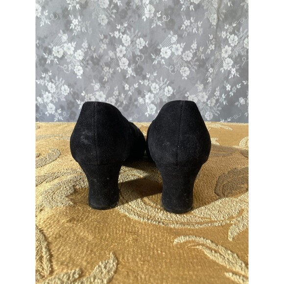 Vintage 90s Heels 1990s Black Suede Whimsigoth Goth Steam Punk Victorian Size 9B - Picture 4 of 10
